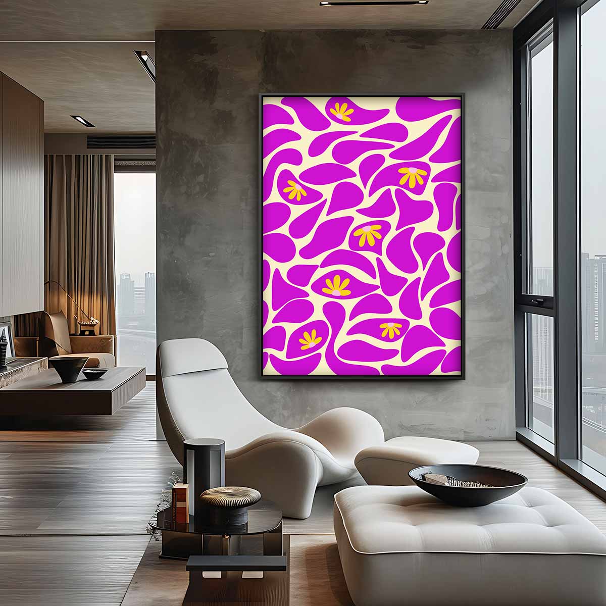 Vrolijke Bloemen Abstract Kunstwerk-canvas-dibond-plexiglas-wanddecoratie-WallArtistic