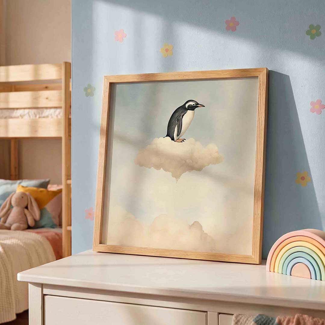 Pinguïn op wolk Poster