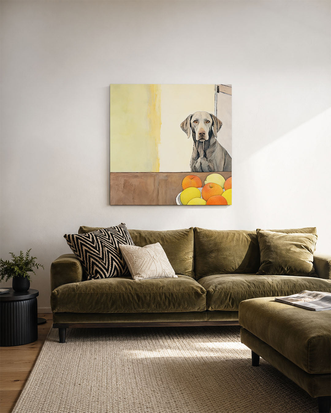 Hond en fruit Kunstwerk