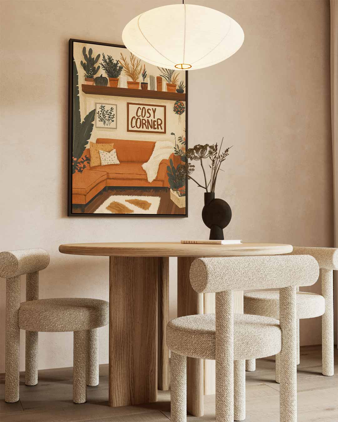 Gezellige Hoek Illustratie Kunstwerk-canvas-dibond-plexiglas-wanddecoratie-WallArtistic