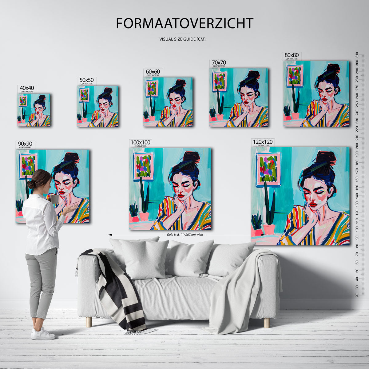 Vrouw met gestreepte blouse Poster