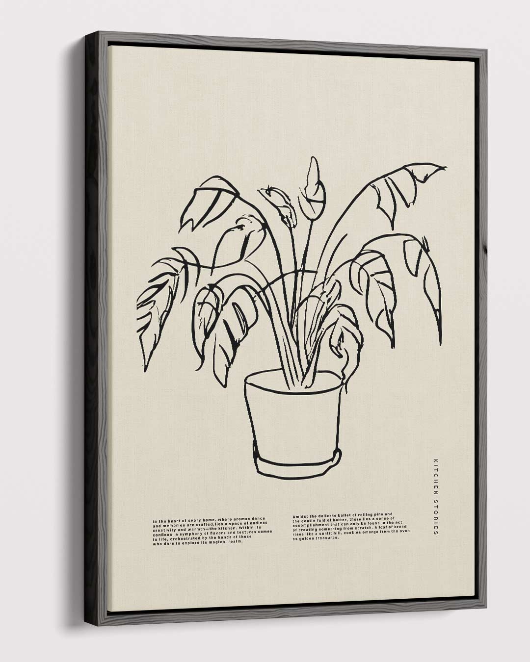 Schaduwplant in Minimalistische Lijntekening Kunstwerk-canvas-dibond-plexiglas-wanddecoratie-WallArtistic