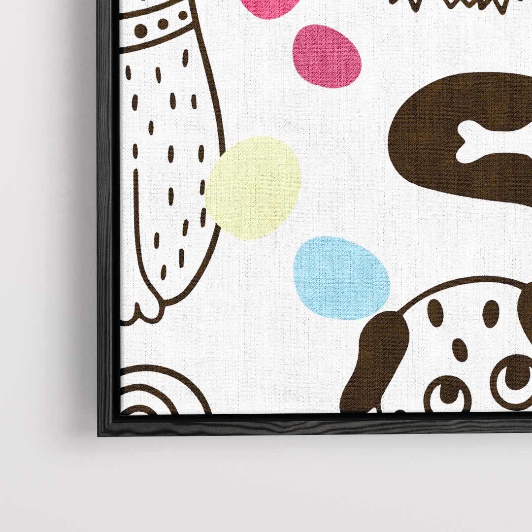 Vrolijke Honden Illustratie Kunstwerk-canvas-dibond-plexiglas-wanddecoratie-WallArtistic