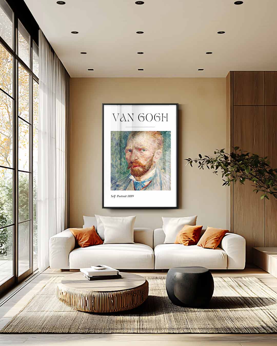 Van Gogh's Zelfportret 1889 Kunstwerk-canvas-dibond-plexiglas-wanddecoratie-WallArtistic
