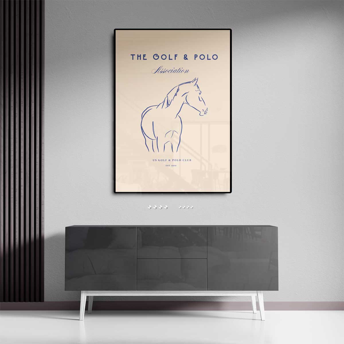 Elegante Paardenlijntekening Kunstwerk-canvas-dibond-plexiglas-wanddecoratie-WallArtistic