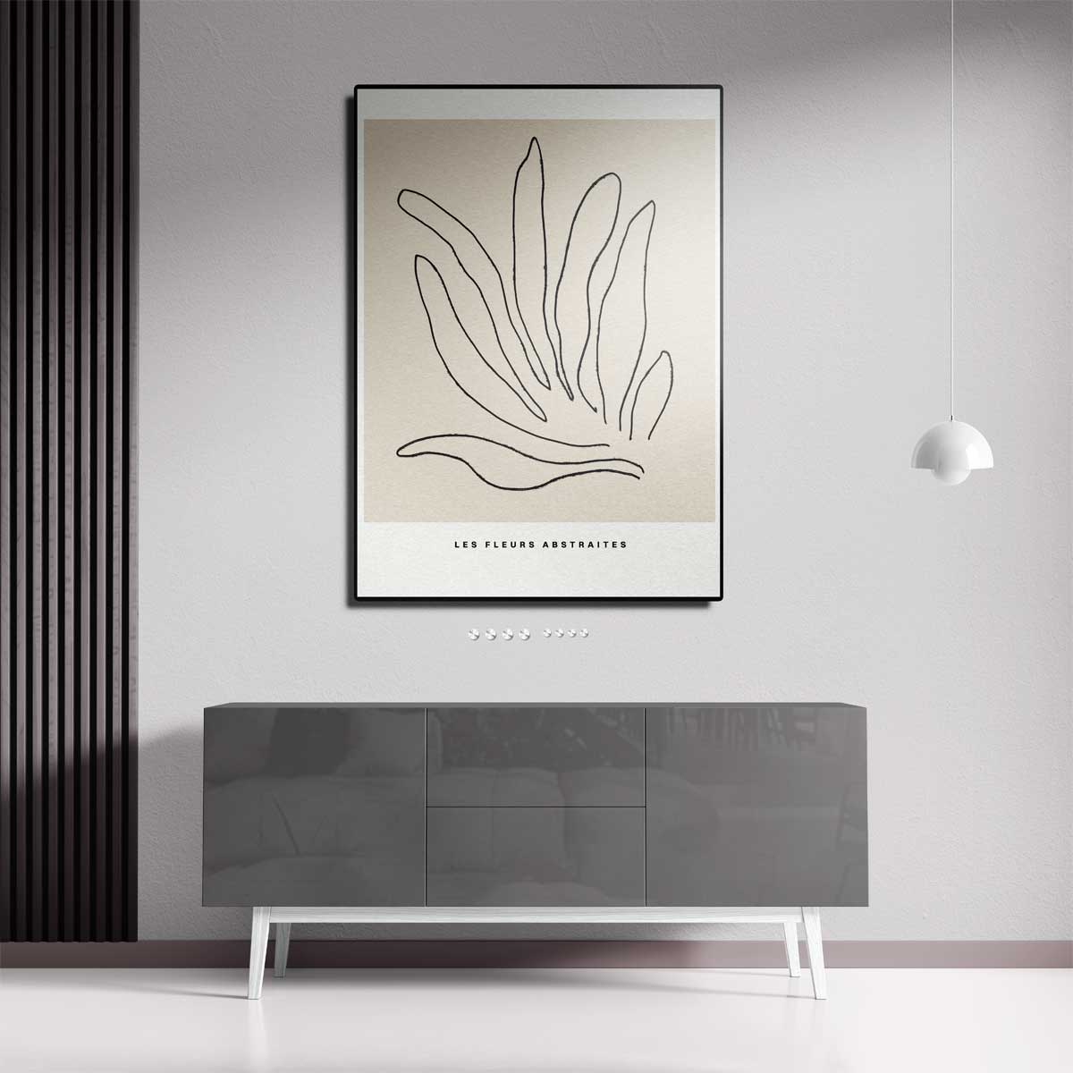 Abstracte Bloemenlijntekening Kunstwerk-canvas-dibond-plexiglas-wanddecoratie-WallArtistic