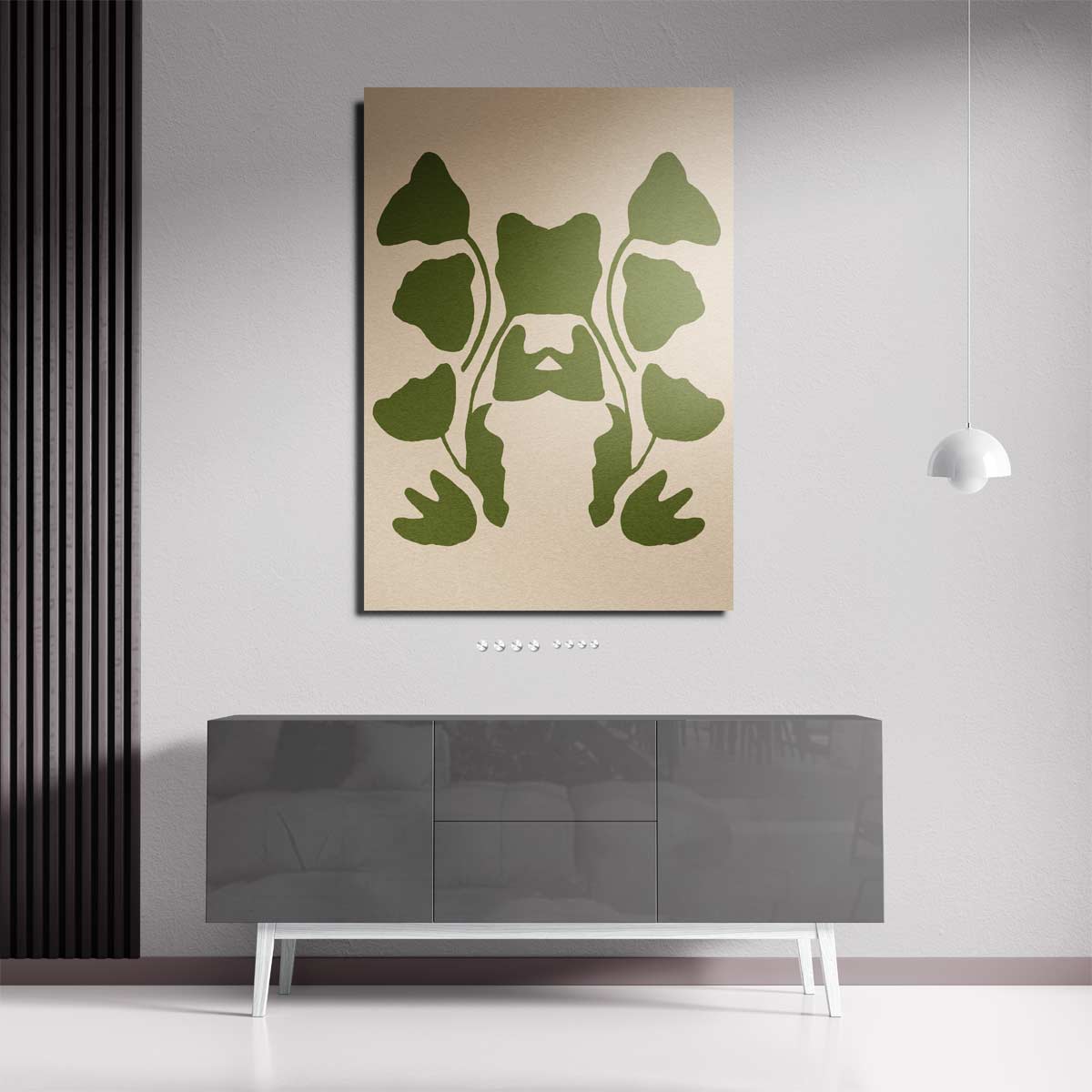 Speelse Symmetrie in Groen Kunstwerk-canvas-dibond-plexiglas-wanddecoratie-WallArtistic