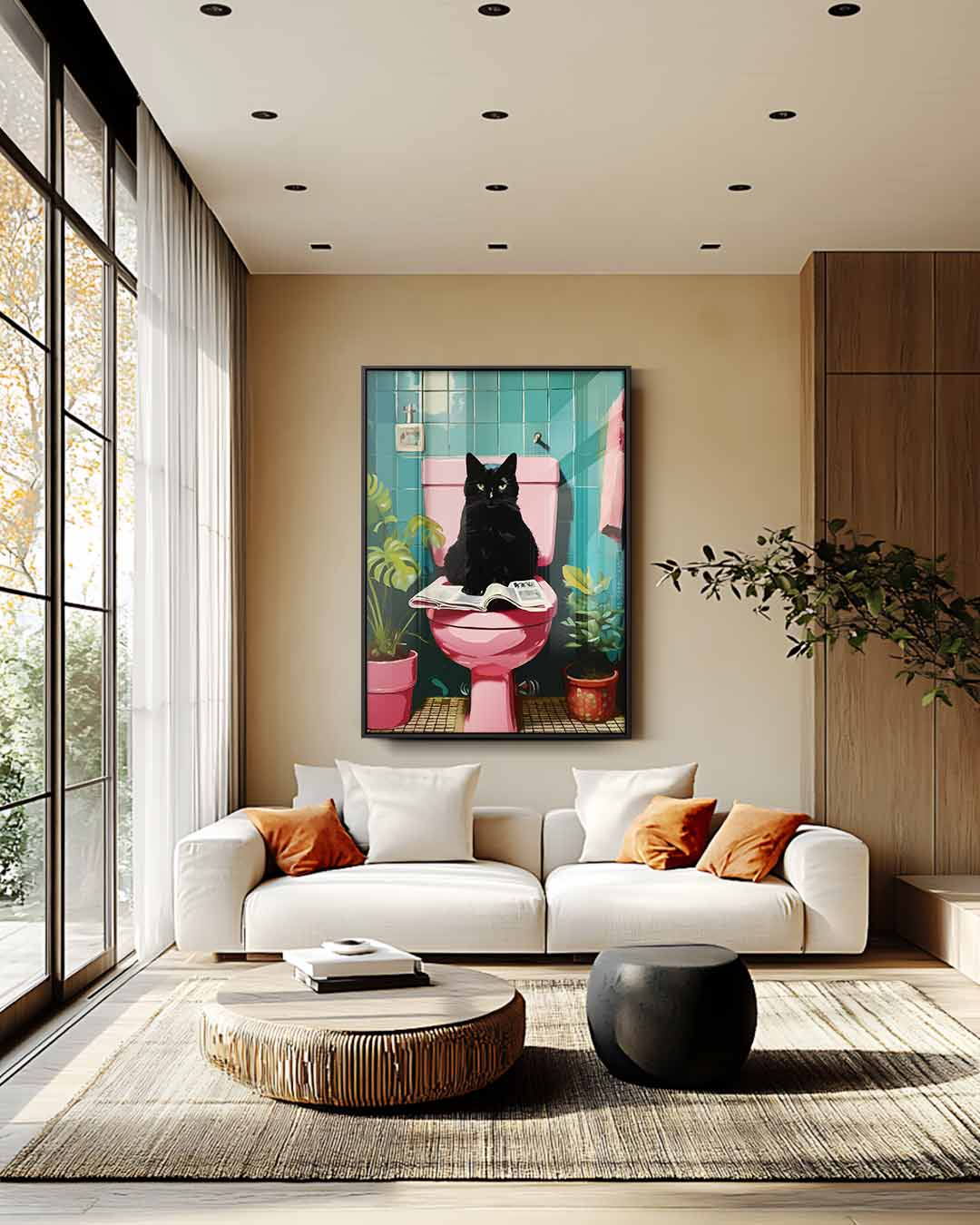 Kat op de Troon Kunstwerk-canvas-dibond-plexiglas-wanddecoratie-WallArtistic