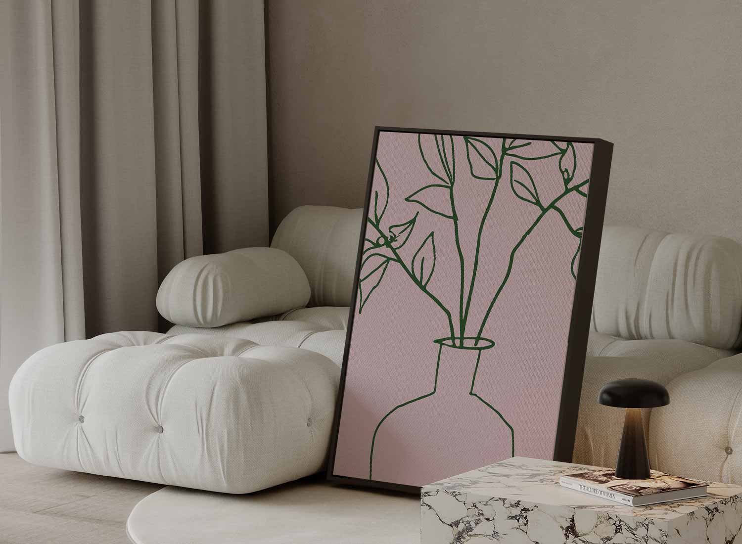 Simpele Botanical Vaas Illustratie Kunstwerk-canvas-dibond-plexiglas-wanddecoratie-WallArtistic