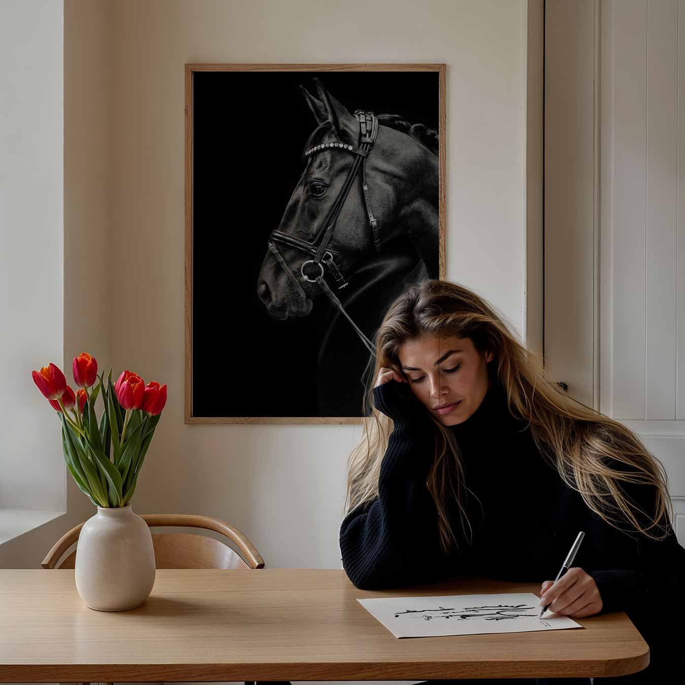 Zwart Paard Poster-WallArtistic
