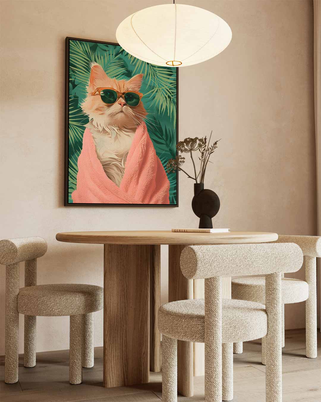 Trendy Kat met Zonnebril Kunstwerk-canvas-dibond-plexiglas-wanddecoratie-WallArtistic