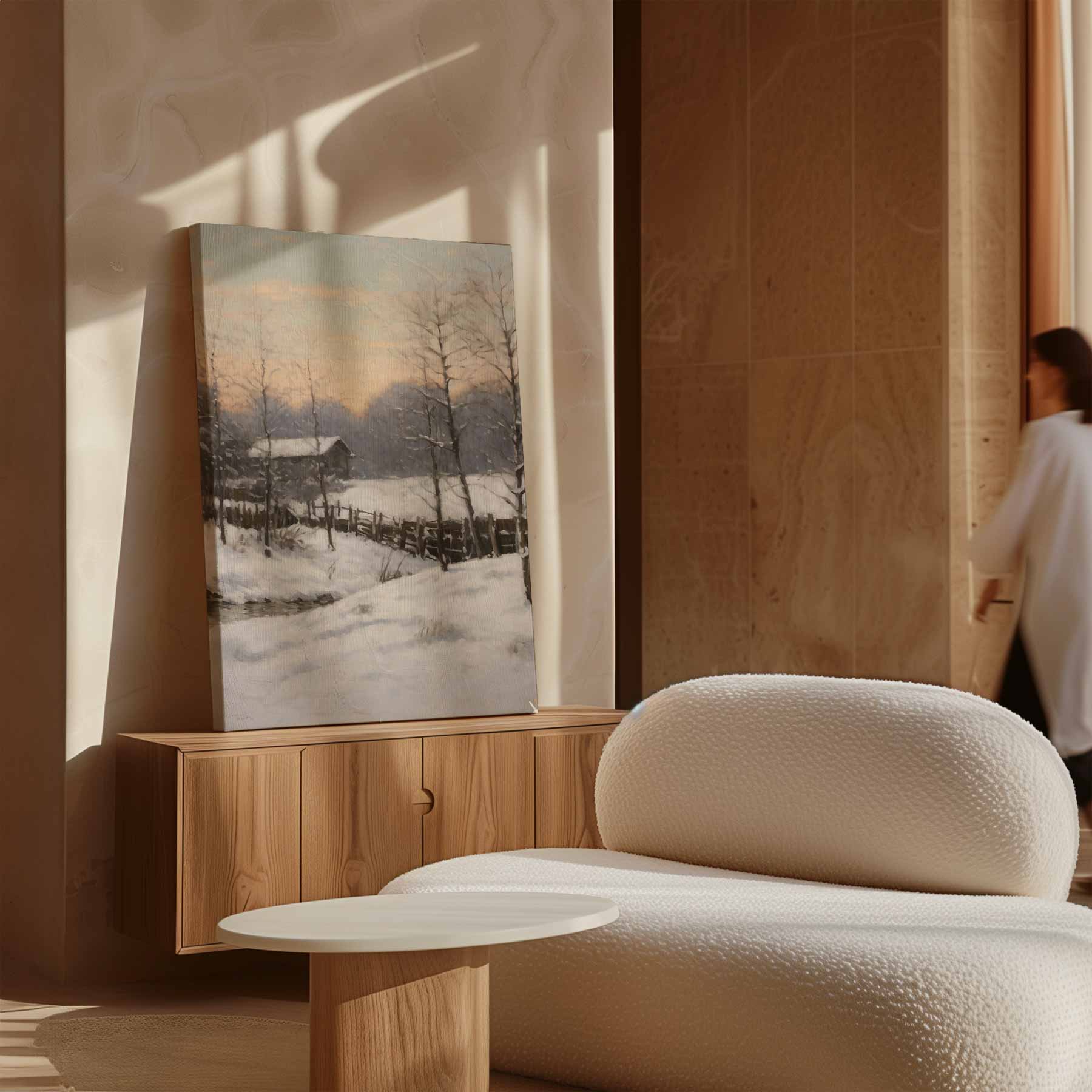 Winterlandschap bij Zonsopgang Kunstwerk-canvas-dibond-plexiglas-wanddecoratie-WallArtistic