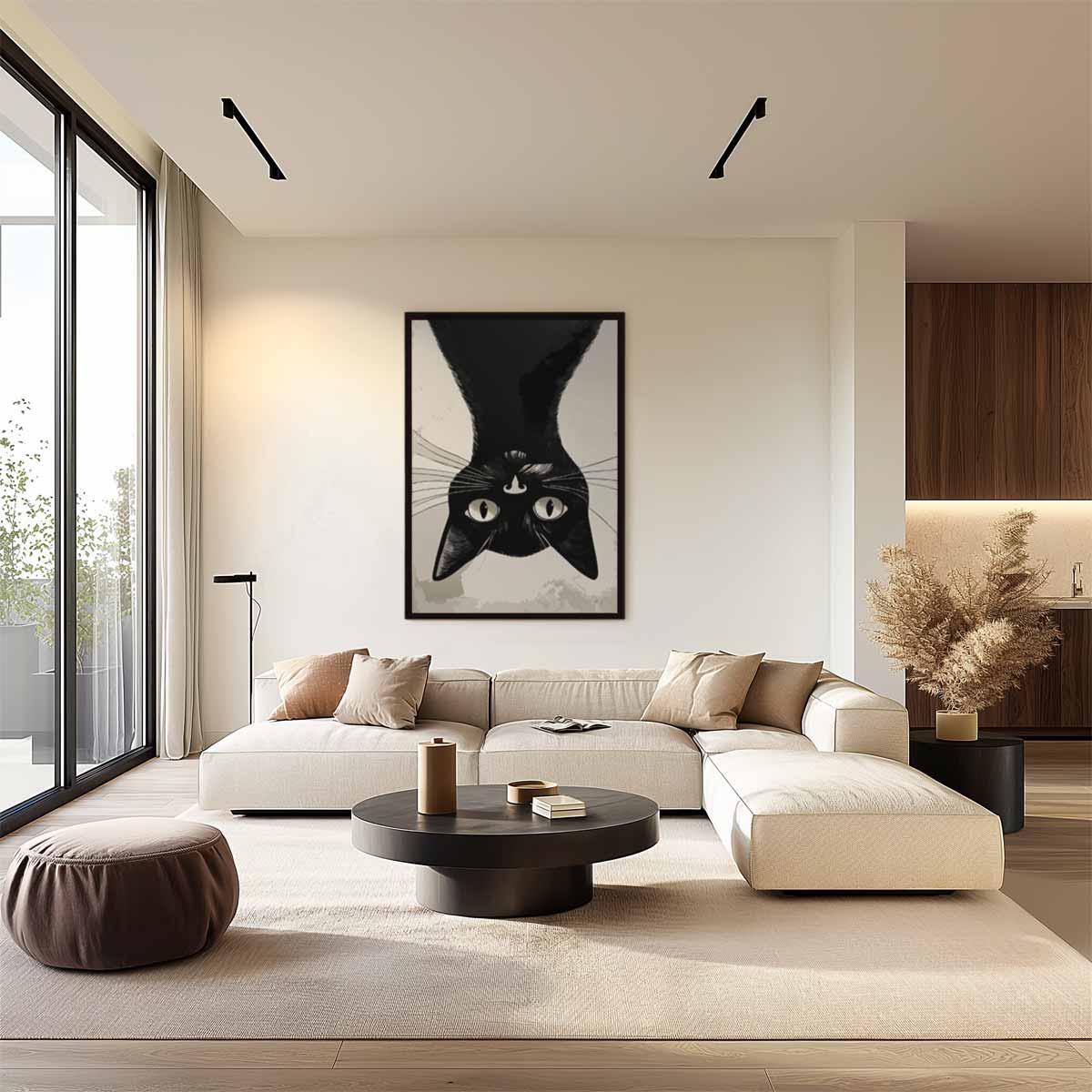 Omgekeerde Kat Verwondering Kunstwerk-canvas-dibond-plexiglas-wanddecoratie-WallArtistic