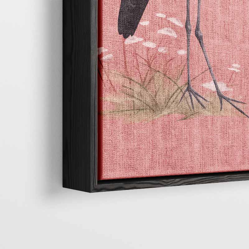 Romantische Kraanvogels op Rosa Achtergrond Kunstwerk-canvas-dibond-plexiglas-wanddecoratie-WallArtistic