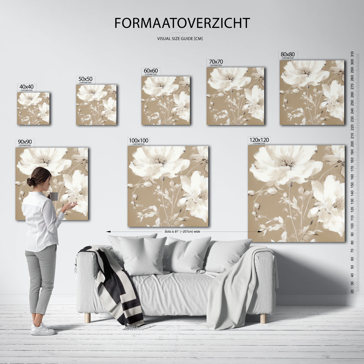 Bloemen op beige Poster