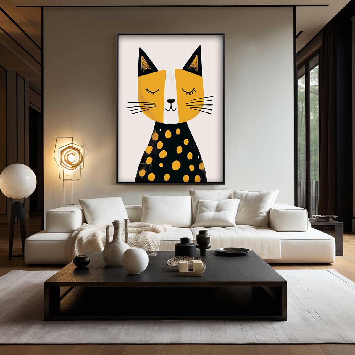Vrolijke Kattenkunst Kunstwerk-canvas-dibond-plexiglas-wanddecoratie-WallArtistic