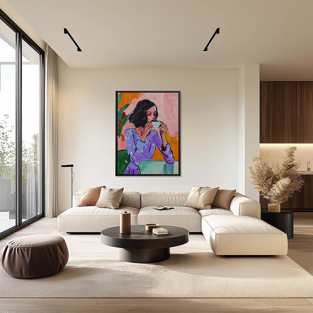 Vrouw met koffiekop Kunstwerk