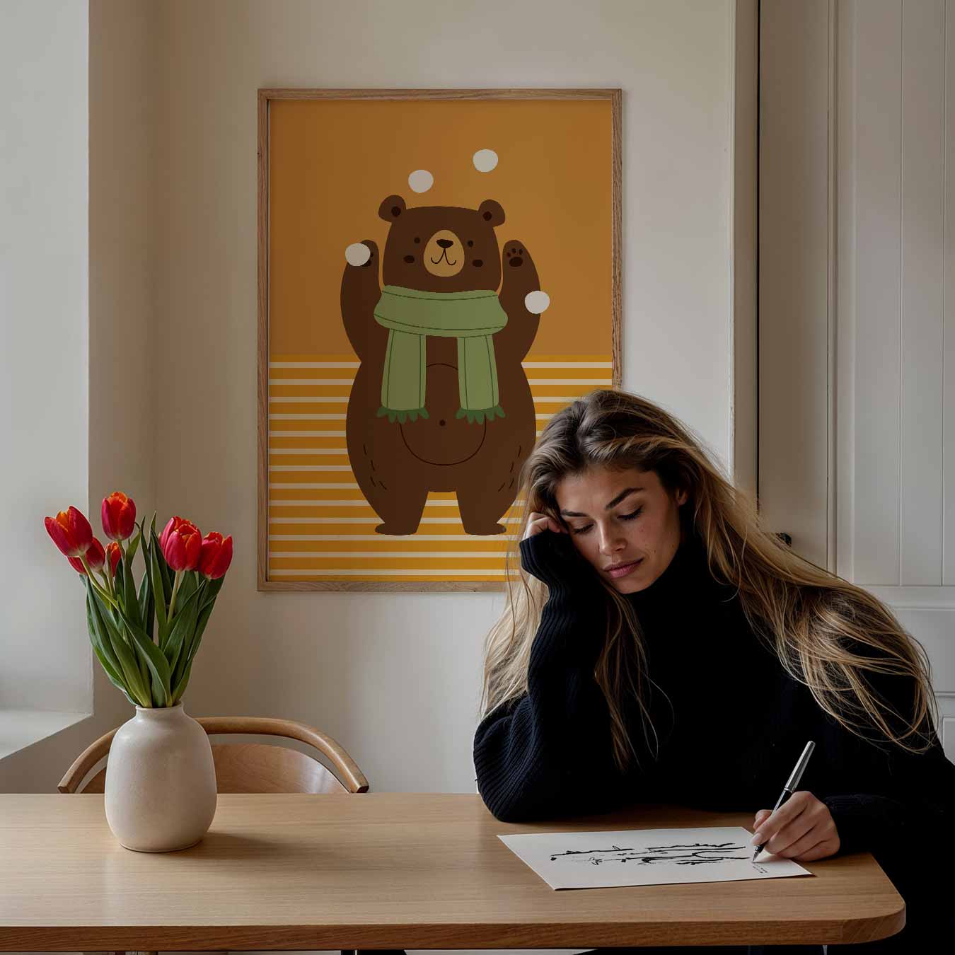 Schattige Berenposter Met Sjaal Poster