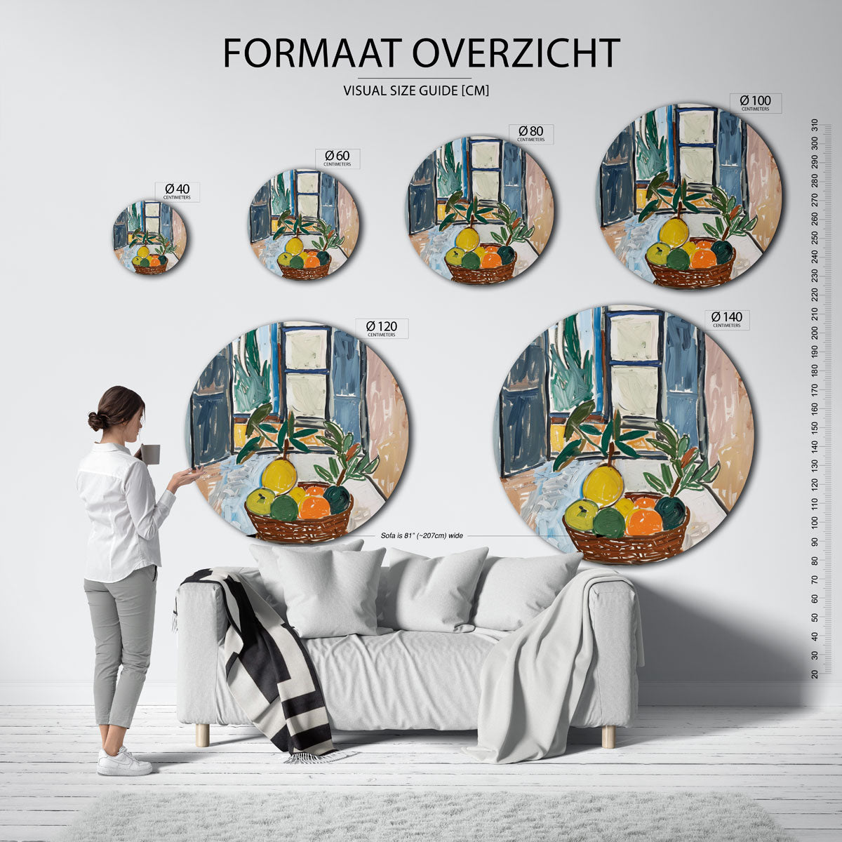 Fruitmand en raam Muurcirkel