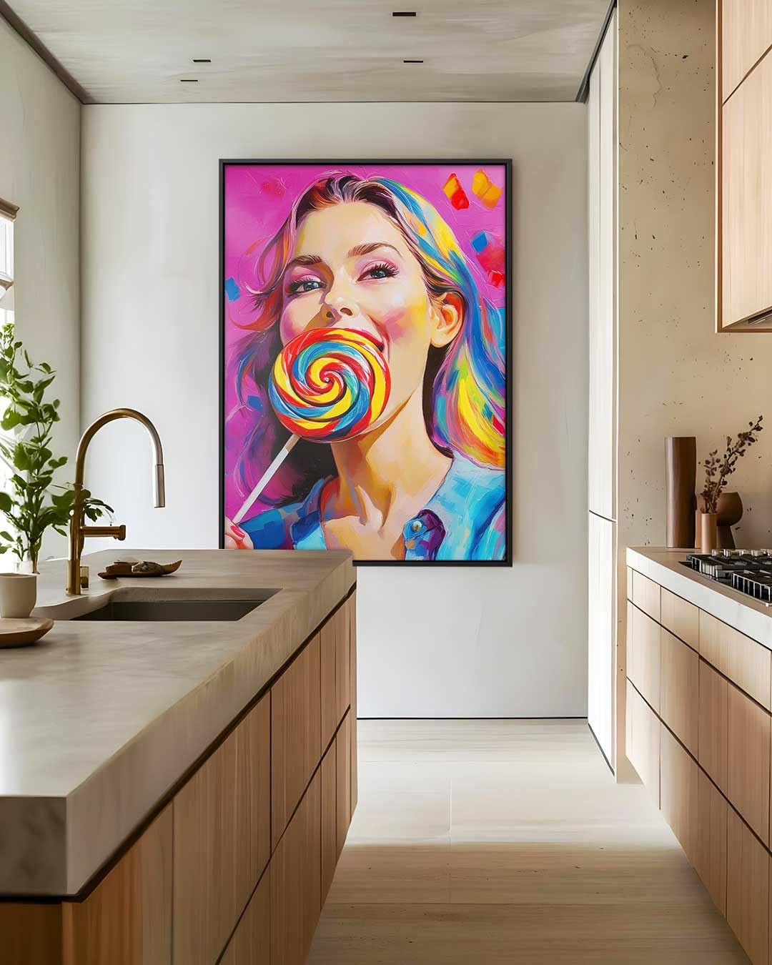 Kleurrijke Lolly Liefde Kunstwerk-canvas-dibond-plexiglas-wanddecoratie-WallArtistic