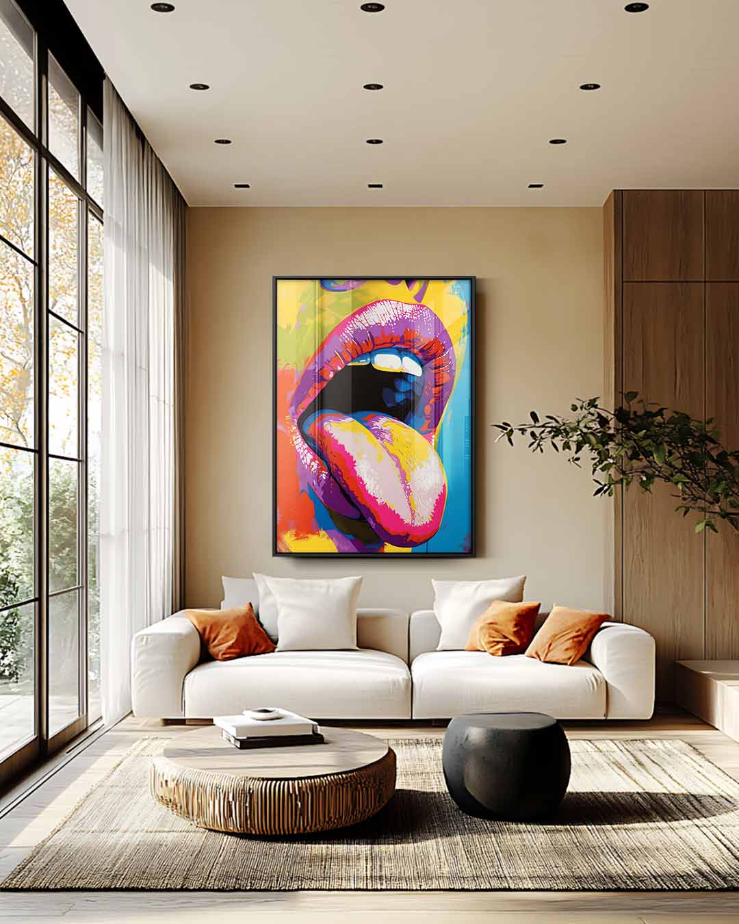 Kleurrijke Mond Kunstwerk-canvas-dibond-plexiglas-wanddecoratie-WallArtistic