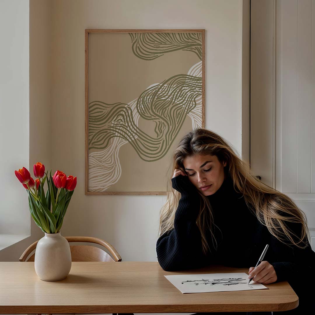 Organische Lijnenspel Poster-WallArtistic