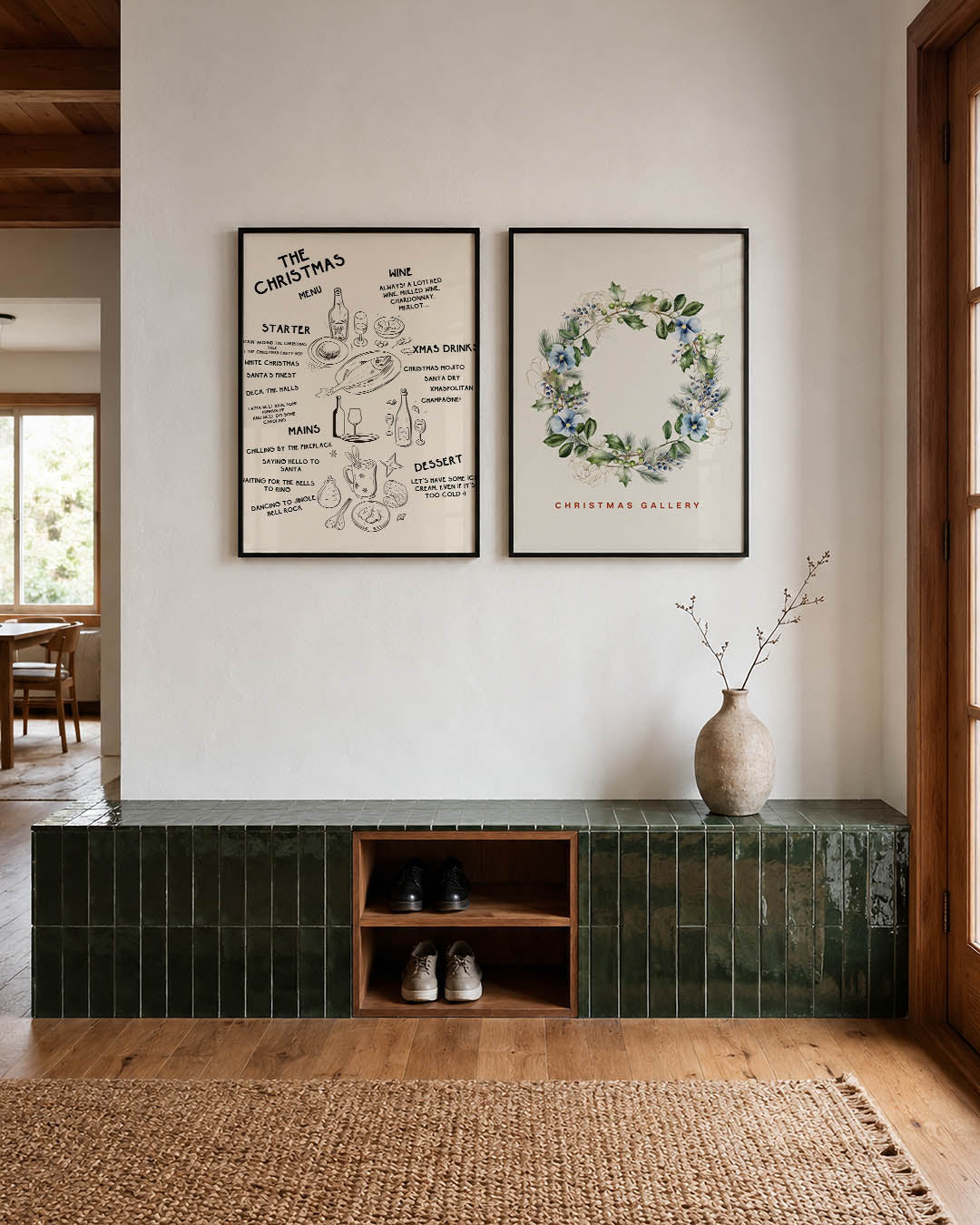 Feestelijke kerstmenu Posterset