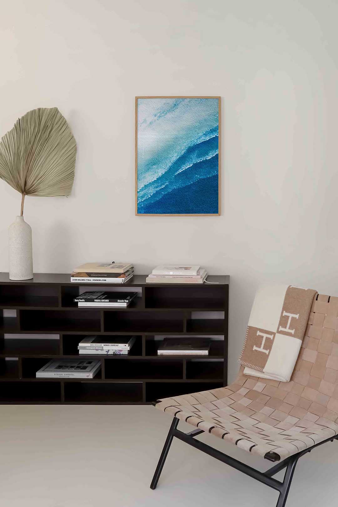 Golvende blauwe lijnen Poster