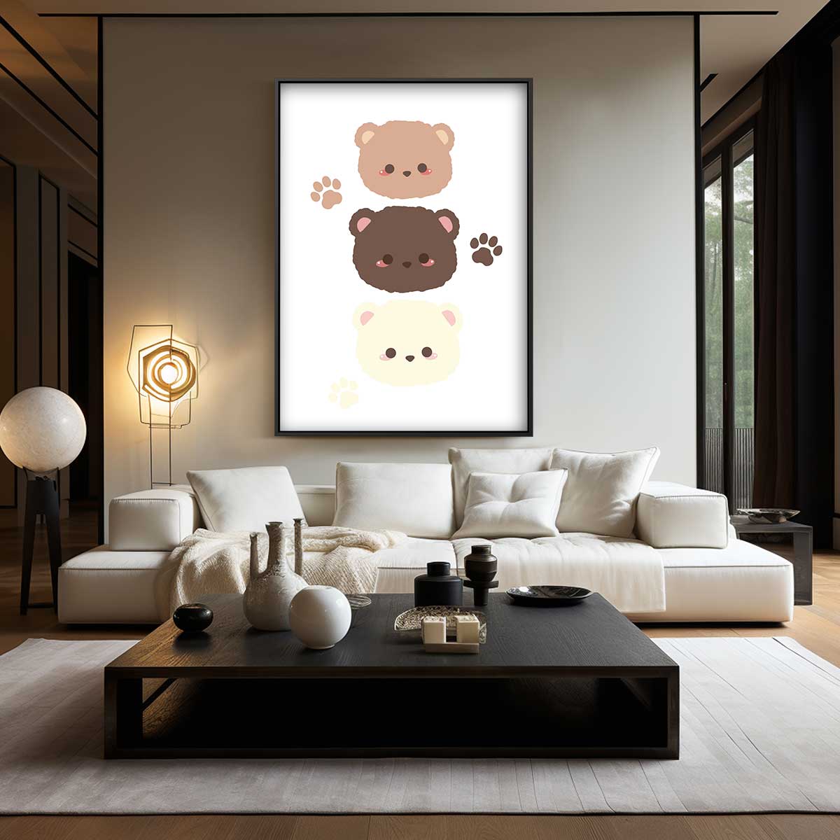 Schattige Berenkoppen Illustratie Kunstwerk-canvas-dibond-plexiglas-wanddecoratie-WallArtistic