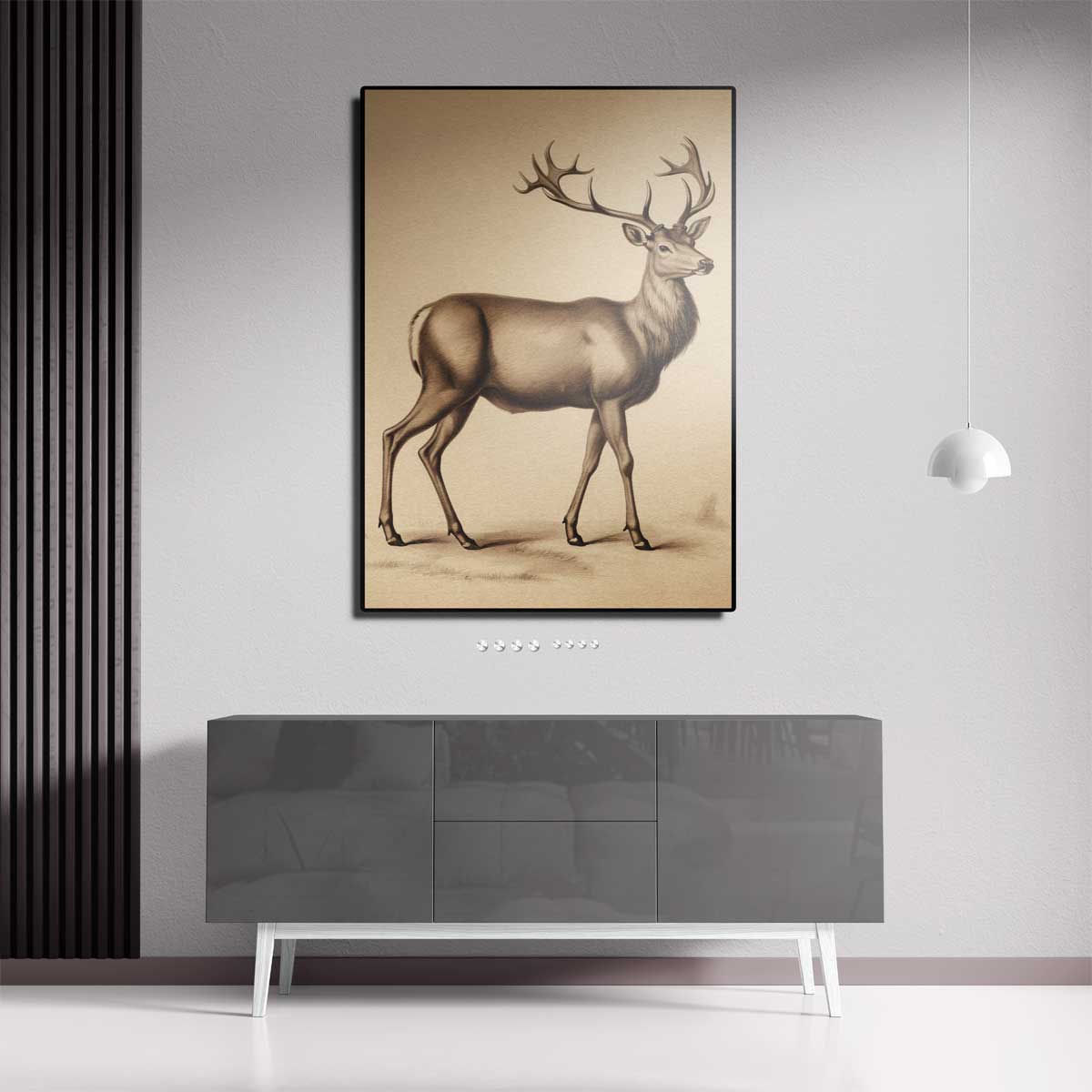 Elegante Hert in Potlood Kunstwerk-canvas-dibond-plexiglas-wanddecoratie-WallArtistic