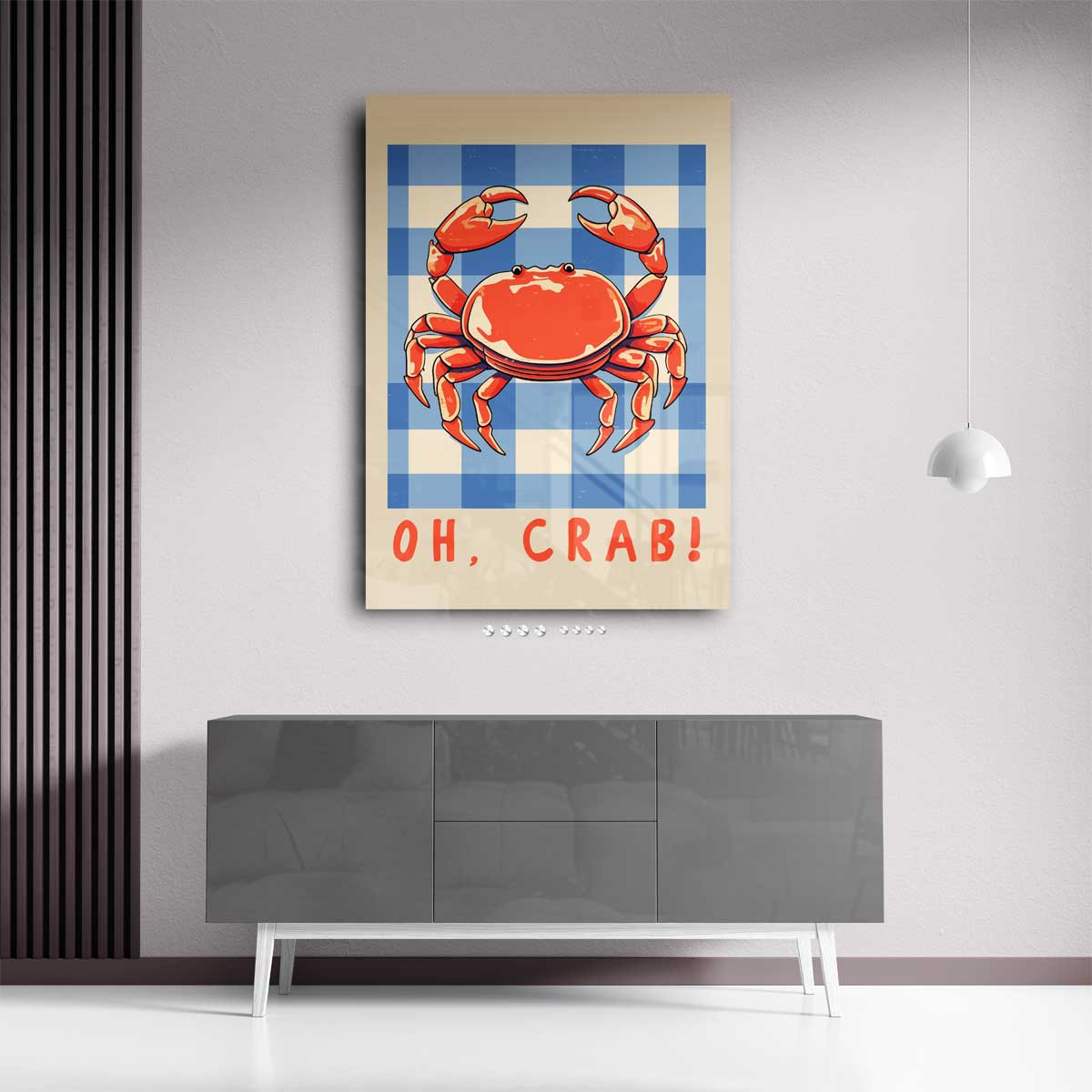 Oh Crab! Speelse Krab Illustratie Kunstwerk-canvas-dibond-plexiglas-wanddecoratie-WallArtistic