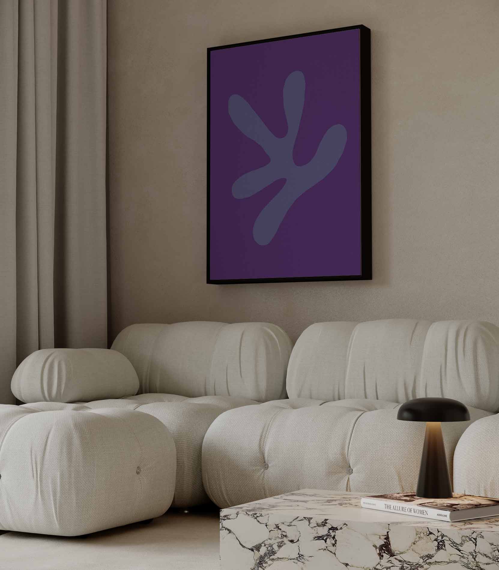 Speelse Paarse Vormen Kunstwerk-canvas-dibond-plexiglas-wanddecoratie-WallArtistic