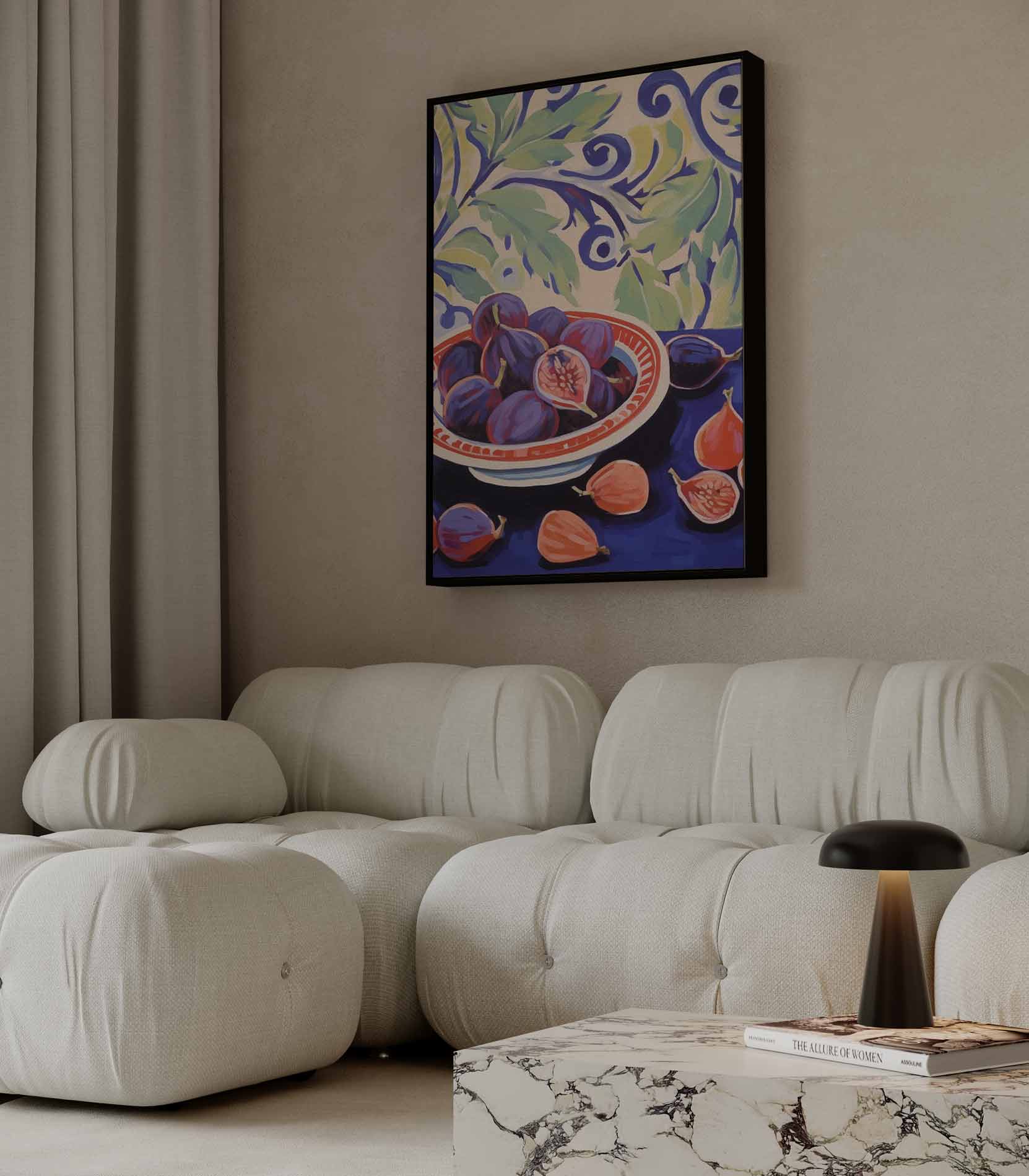Kleurrijk Stilleven met Vijgen Kunstwerk-canvas-dibond-plexiglas-wanddecoratie-WallArtistic