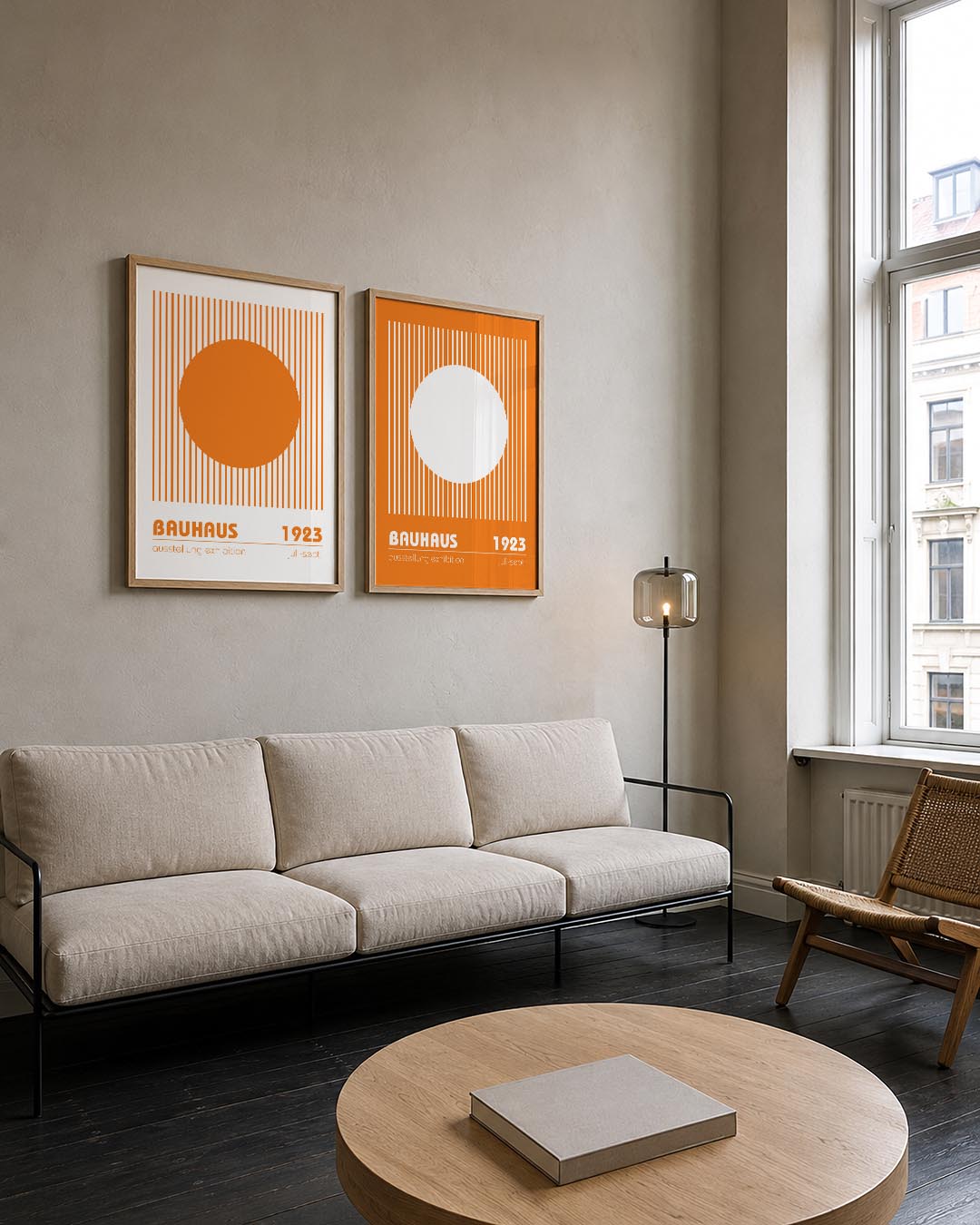 Oranje cirkel en lijnen Posterset