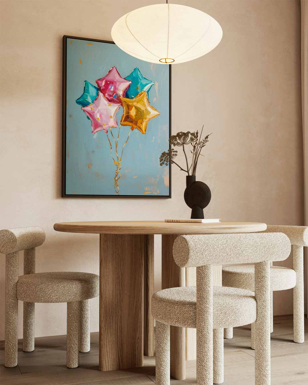 Vrolijke Sterrenballonnen Kunstwerk-canvas-dibond-plexiglas-wanddecoratie-WallArtistic