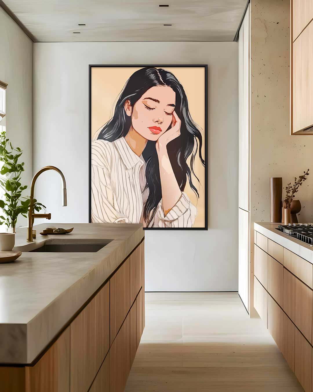 Dromerig Moment Portret Kunstwerk-canvas-dibond-plexiglas-wanddecoratie-WallArtistic