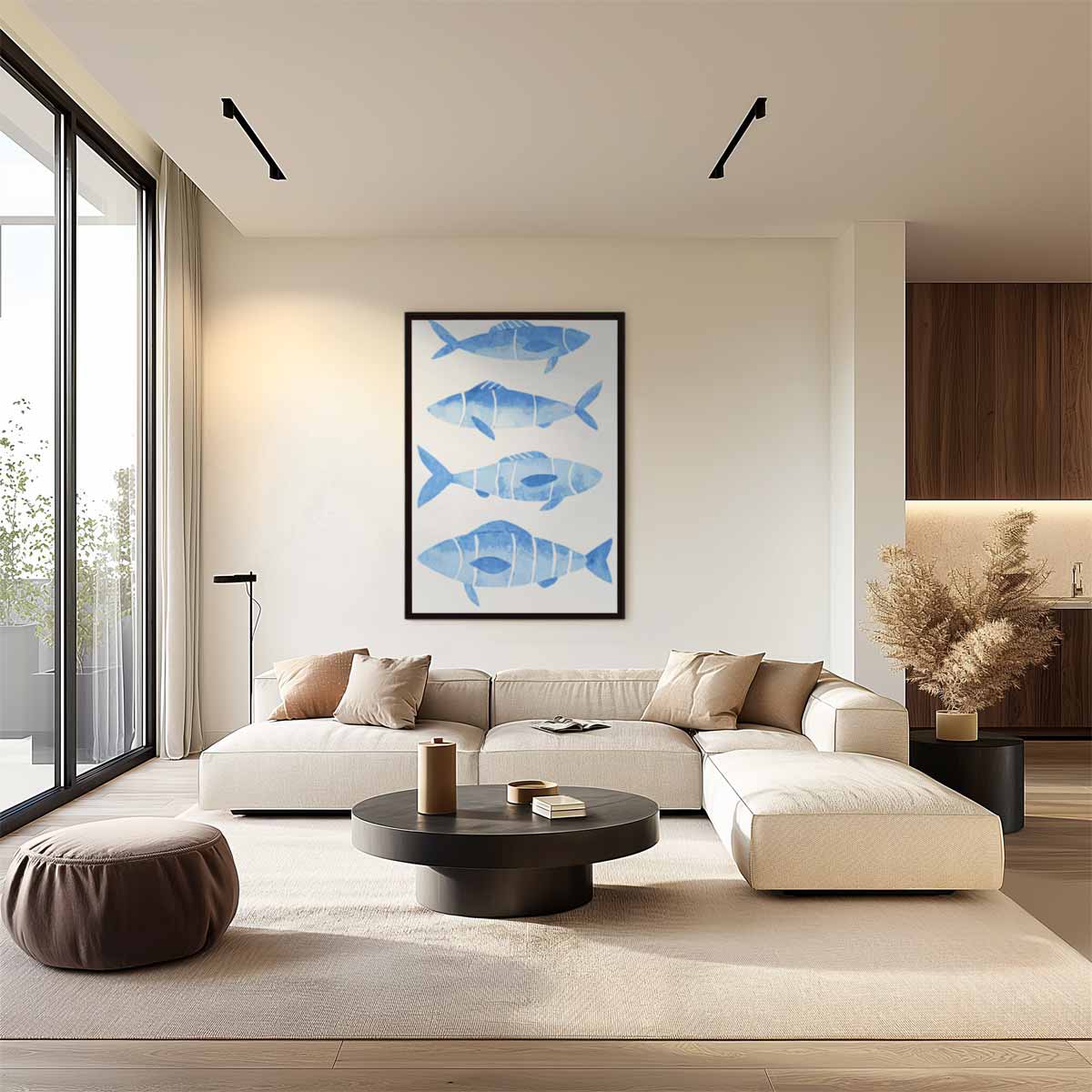Waterverf Vissen Illustratie Kunstwerk-canvas-dibond-plexiglas-wanddecoratie-WallArtistic