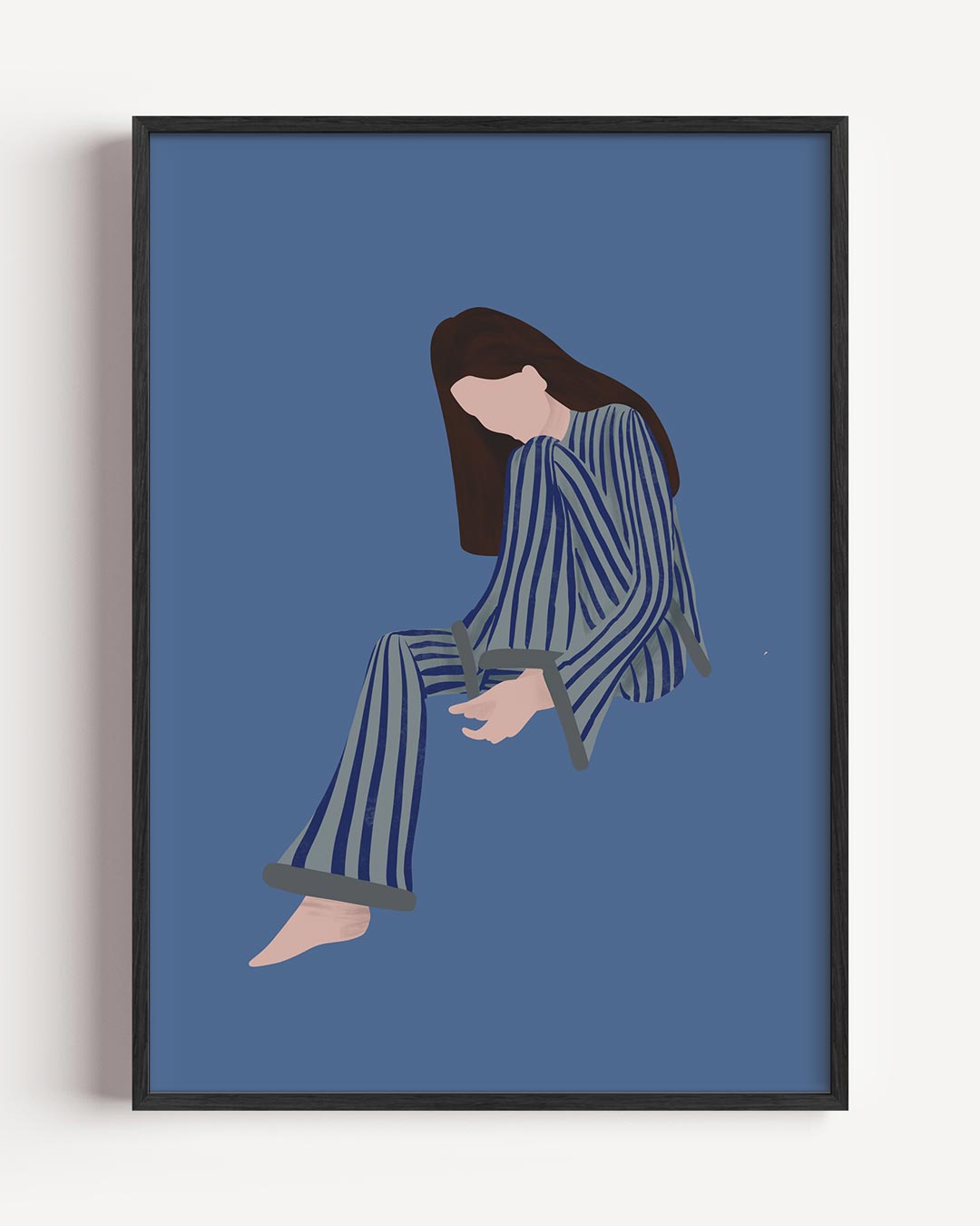 Moderne Blauwe Abstracte Vrouw Poster-WallArtistic