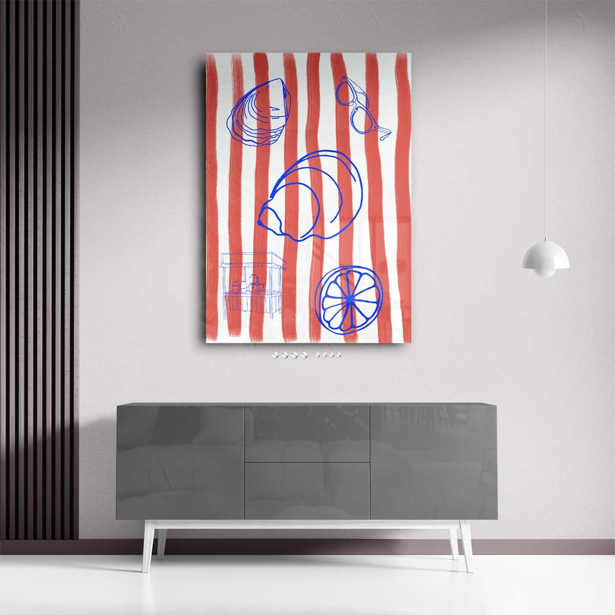 Zomerstrepen en Strandvibes Kunstwerk-canvas-dibond-plexiglas-wanddecoratie-WallArtistic