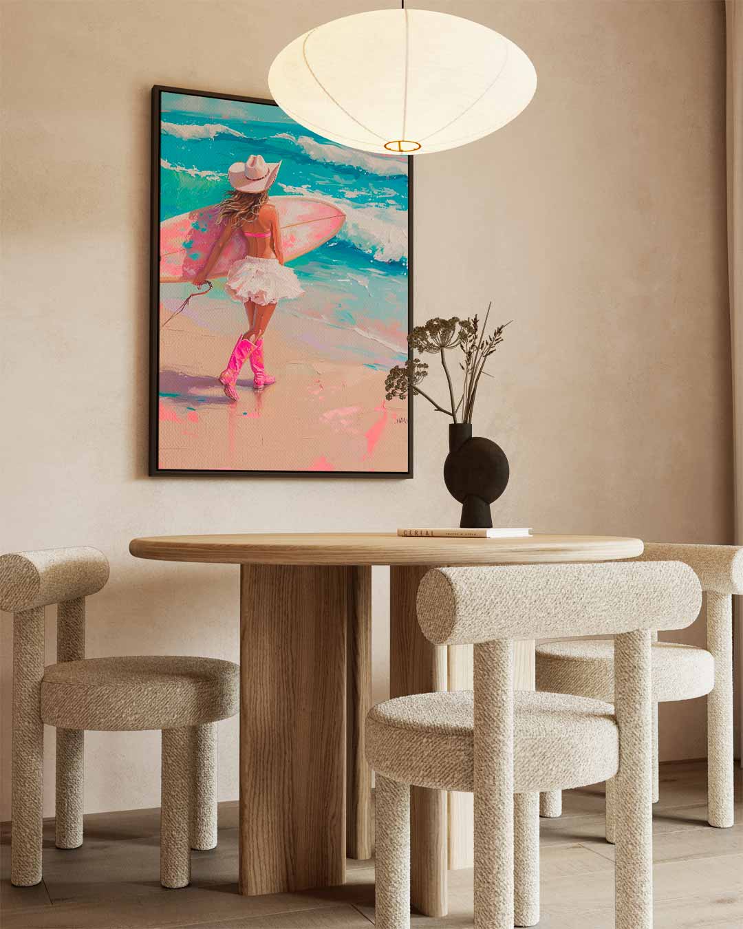 Surfcowgirl Dromen Kunstwerk-canvas-dibond-plexiglas-wanddecoratie-WallArtistic