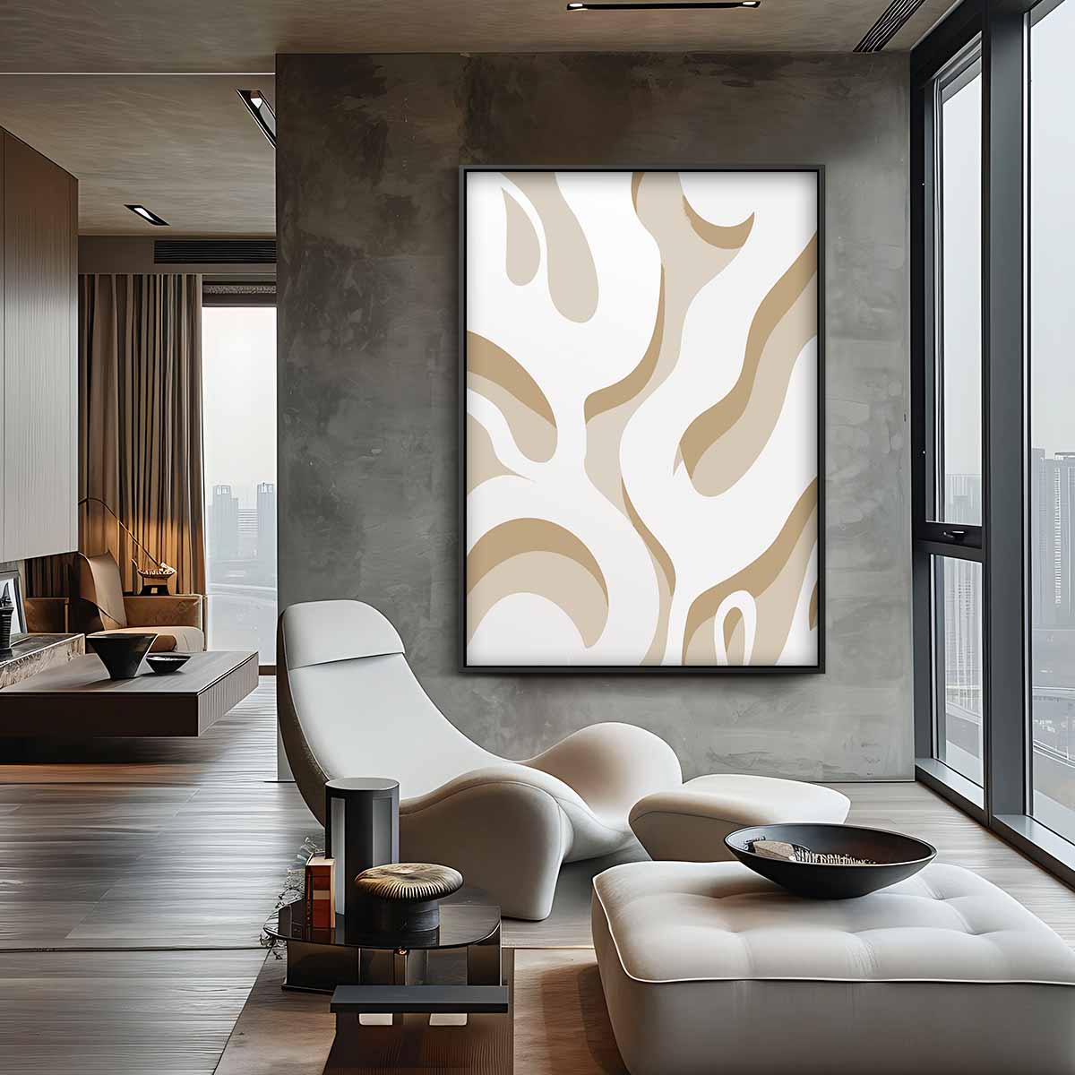 Vloeiende Lijnen Canvas Kunstwerk-canvas-dibond-plexiglas-wanddecoratie-WallArtistic