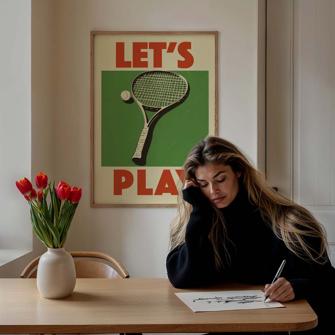 Let's Play Retro Tennis Poster-WallArtistic