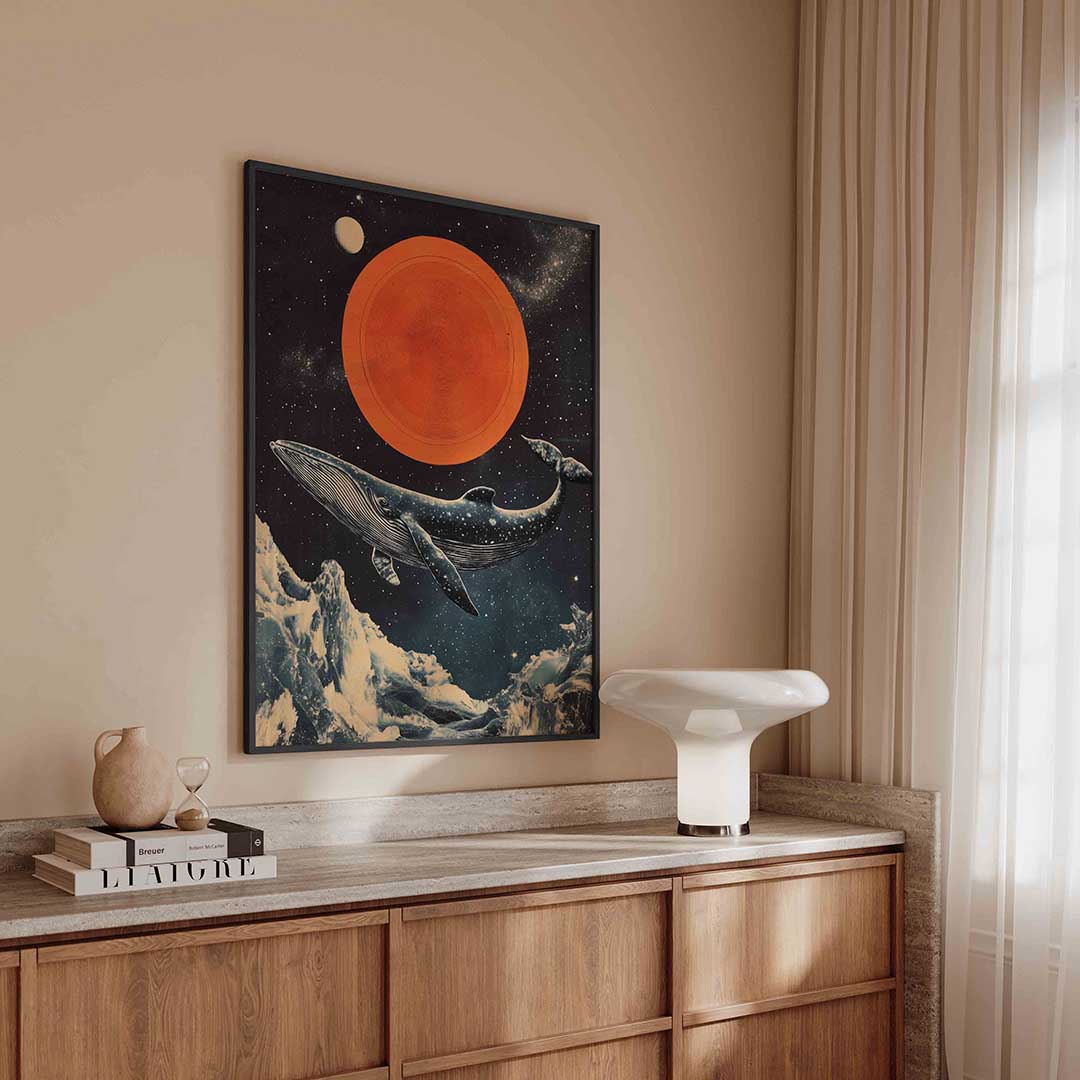 Walvis en oranje cirkel Poster