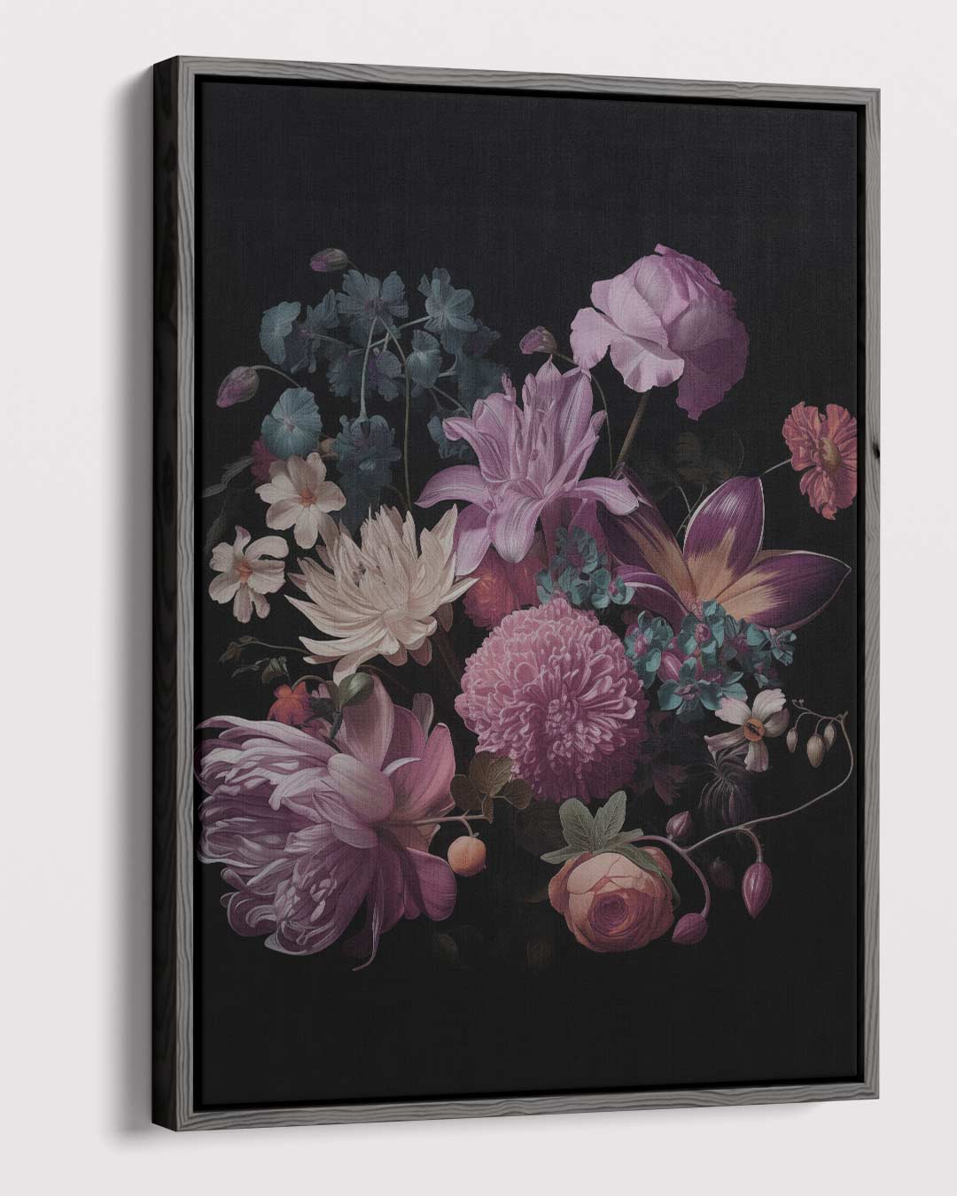 Bloemenexplosie in Donkere Zalen Kunstwerk-canvas-dibond-plexiglas-wanddecoratie-WallArtistic