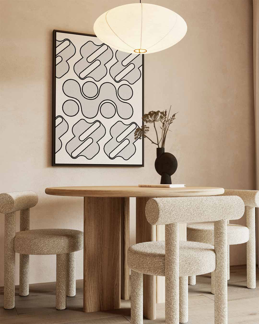 Geometrische Grijze Golf Kunstwerk-canvas-dibond-plexiglas-wanddecoratie-WallArtistic