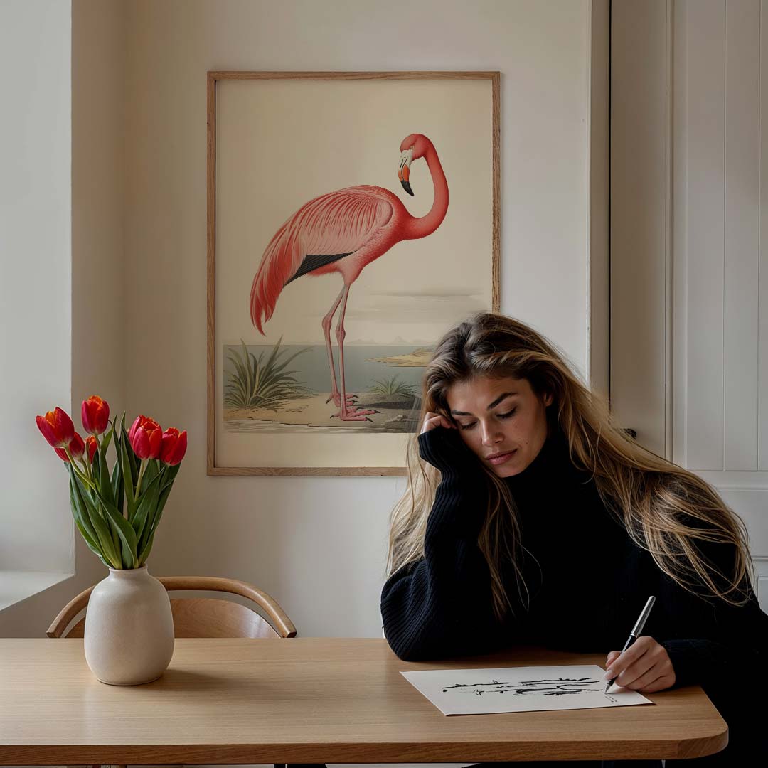 Elegante Flamingo Illustratie Poster-WallArtistic