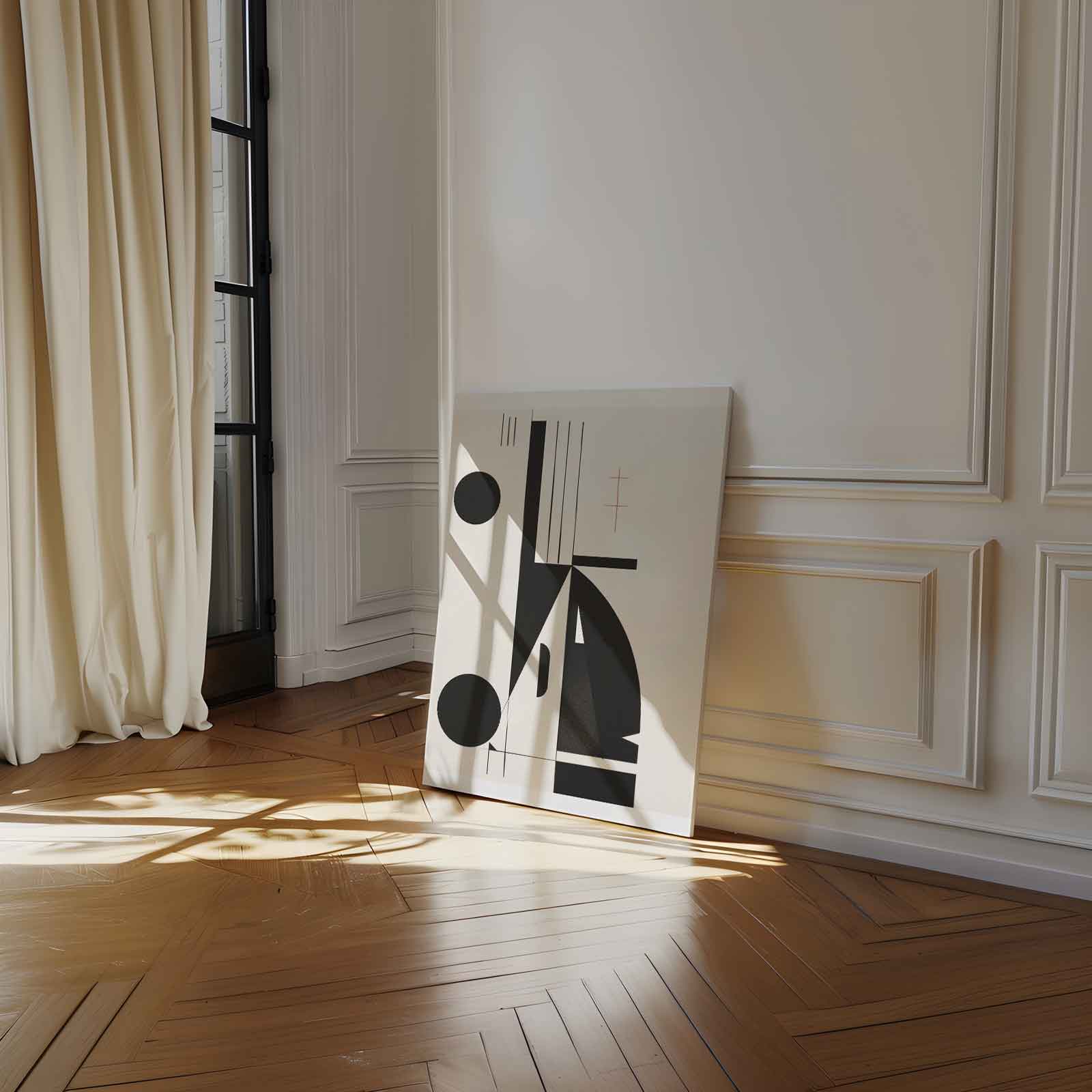Geometrische Harmonie in Zwart en Wit Kunstwerk-canvas-dibond-plexiglas-wanddecoratie-WallArtistic