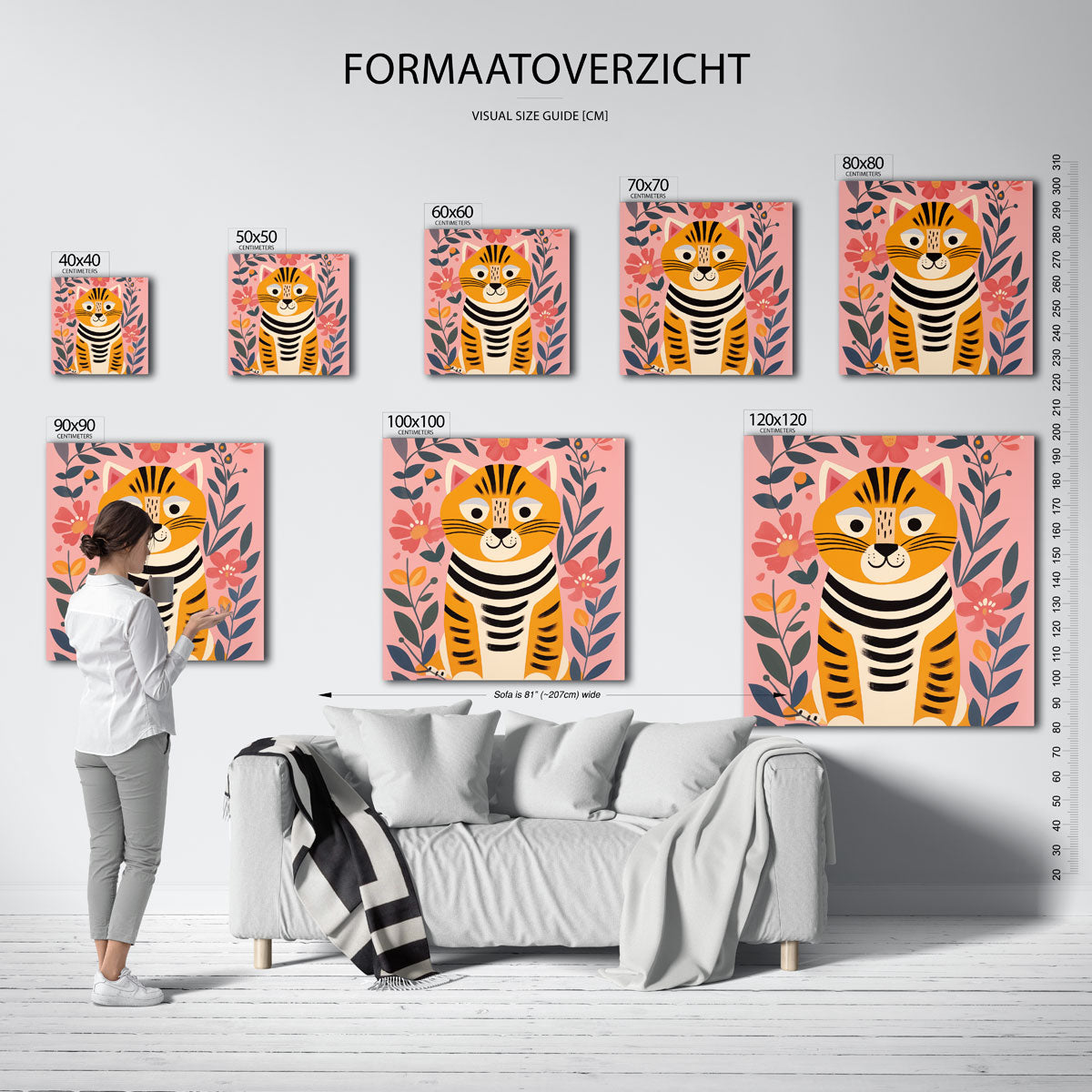 Kat met bloemen Poster