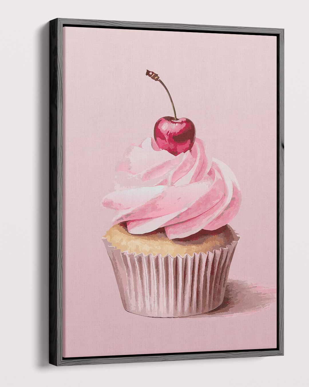 Cupcake Delight met Kers Kunstwerk-canvas-dibond-plexiglas-wanddecoratie-WallArtistic