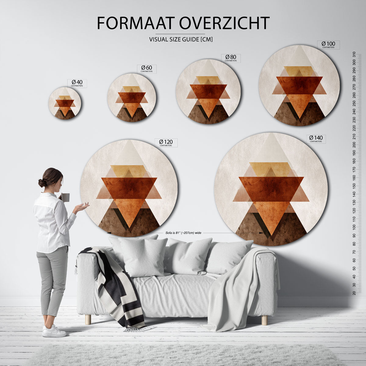 Geometrische driehoeken Muurcirkel